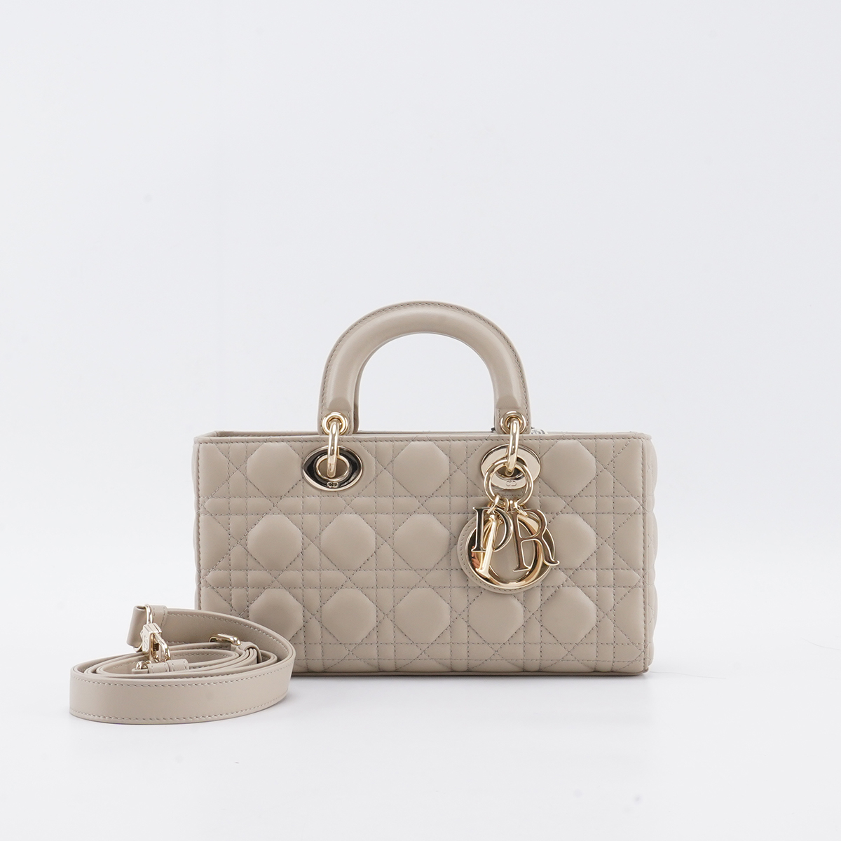 95新 DIOR/迪奥 【总仓】新款戴妃横版 奶茶金扣/BGH402830003