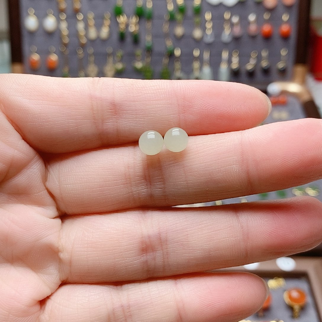银S925镶嵌和田玉耳饰