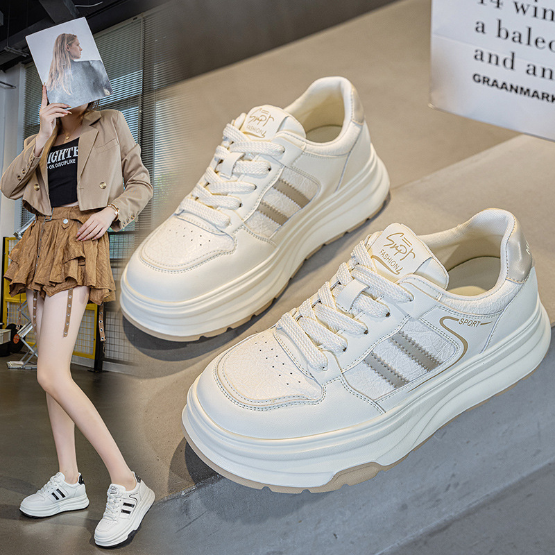 大码41一43厚底透气小白鞋女2025春秋款百搭轻便休闲运动板鞋