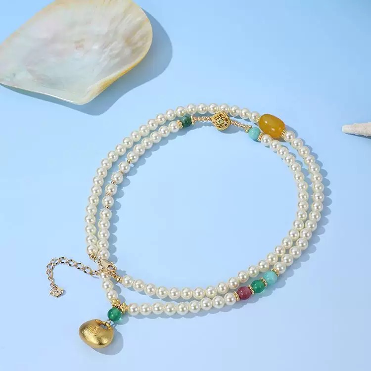 非金属陶瓷项链 三色珠+福双圈甄选项链22001（悬浮礼盒）