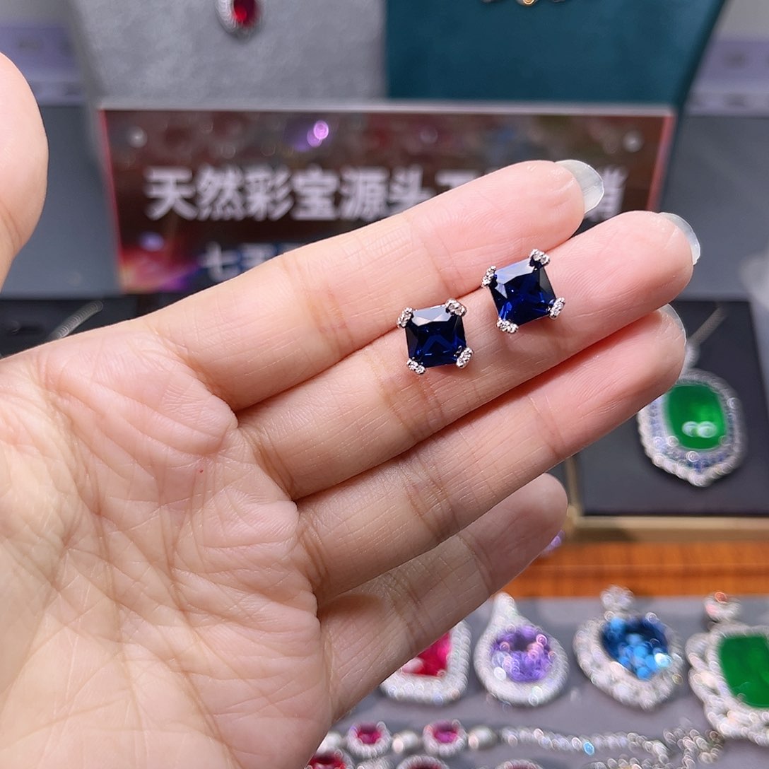 耳饰蓝宝石银S925镶嵌n 2
