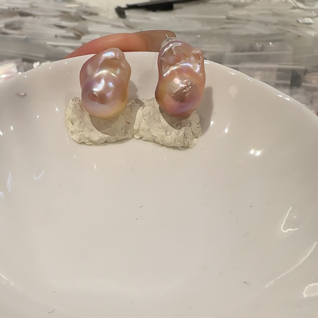 淡水珍珠耳饰银S925镶嵌