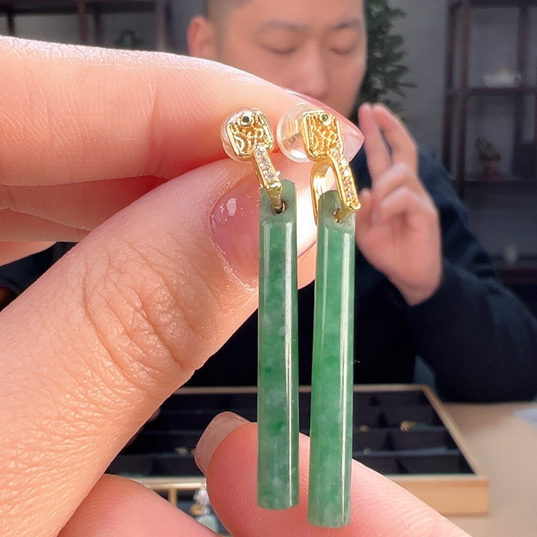 翡翠耳饰银S925镶嵌耳环4