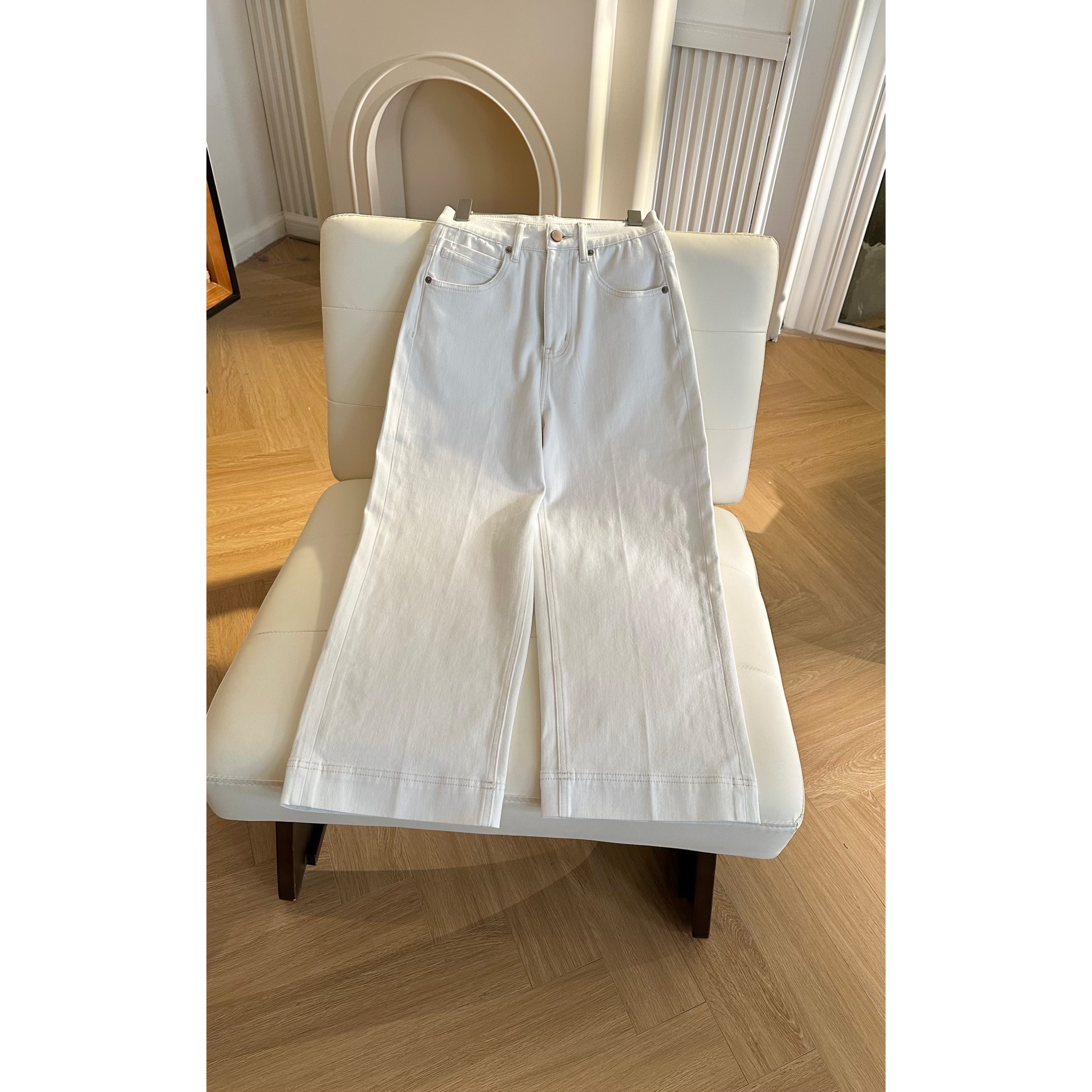 【雪莲花】夏季新款百搭遮胯显瘦高腰直筒九分薄款牛仔裤MF-1834