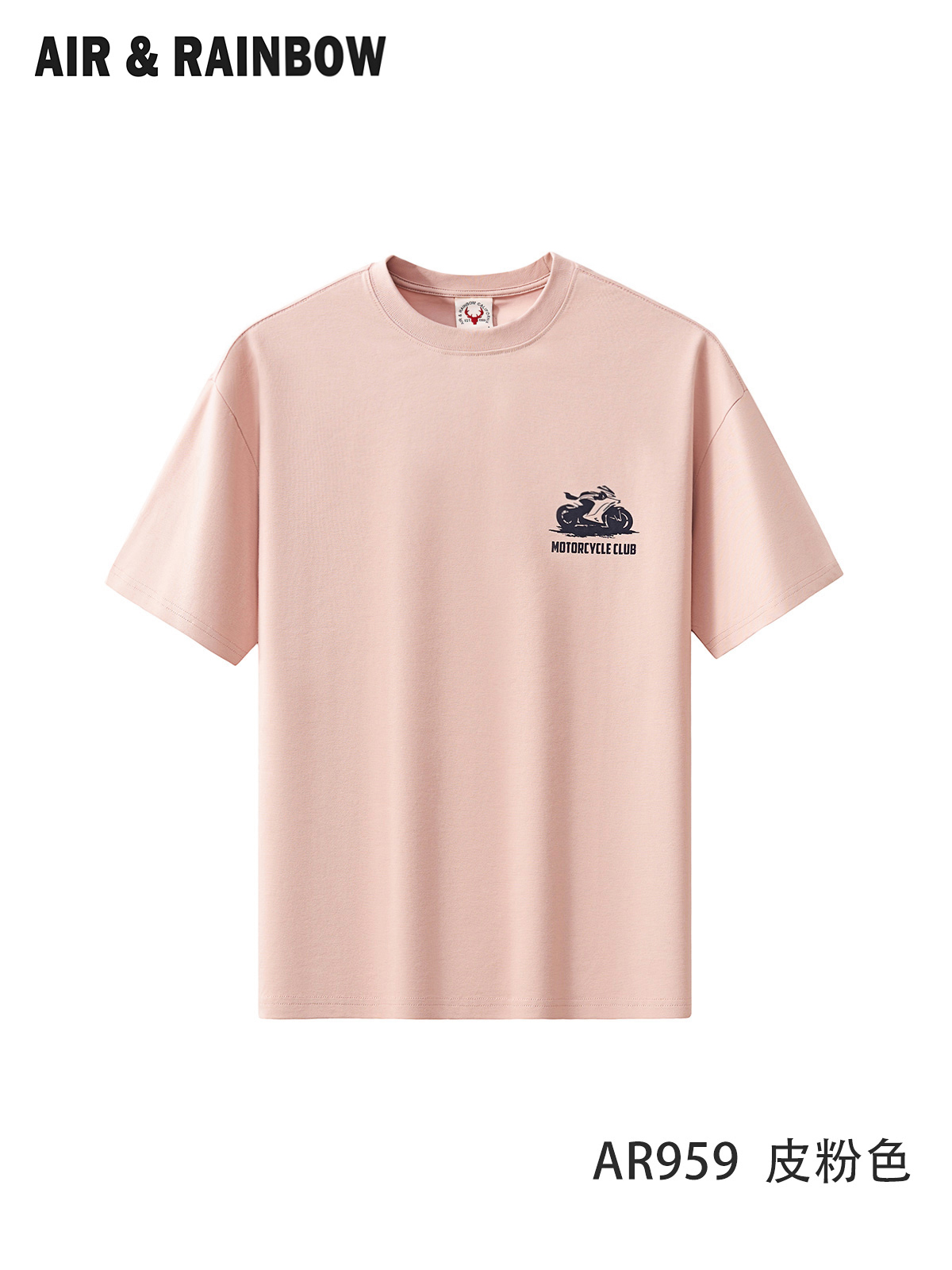 【260克纳维亚棉】男女同款落肩宽松版简约机车印花短袖T恤AR959