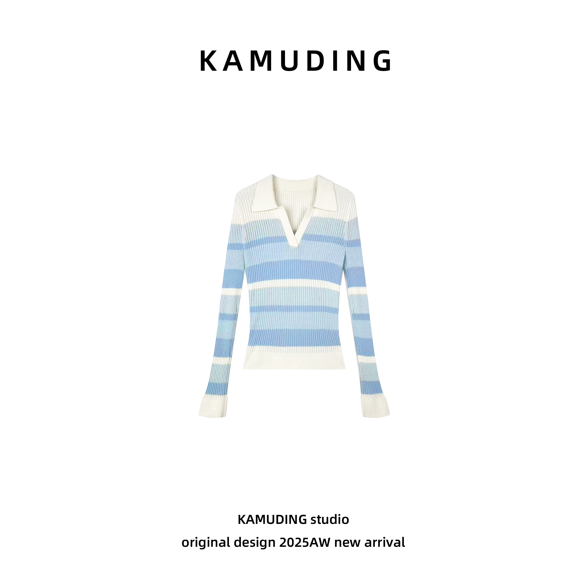 KAMUDING2025新款C3气质时尚条纹POLO针织衫25200