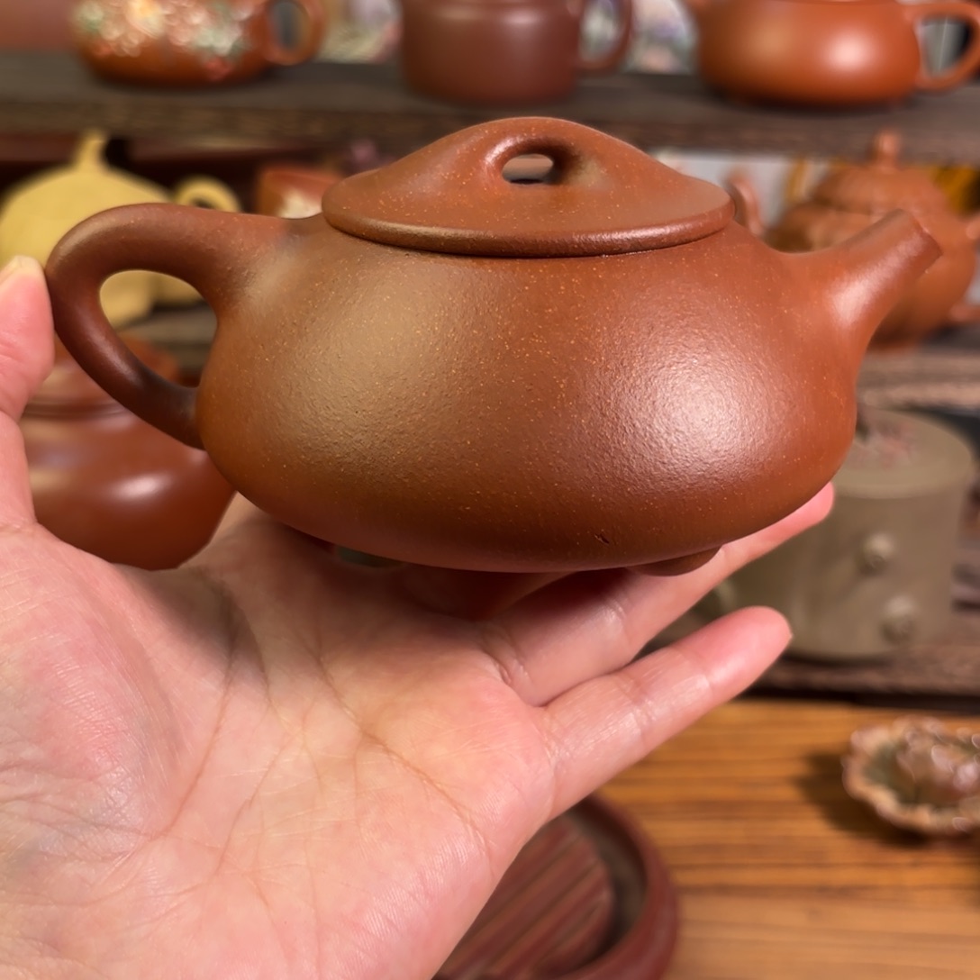 茶壶紫砂半手工微瑕红将坡景舟石瓢