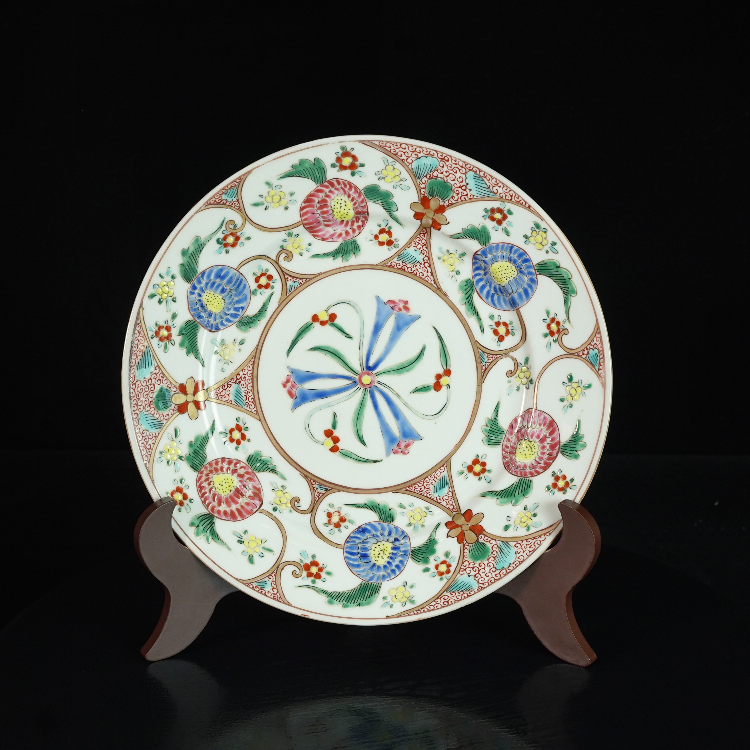 LABC250215012【十竹斋】清雍正粉彩花卉纹盘