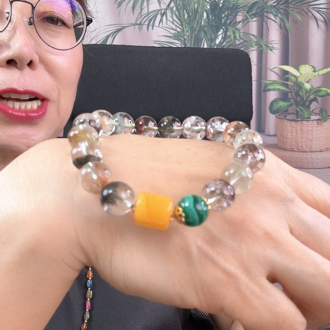 水晶手链银S925镶嵌圆珠