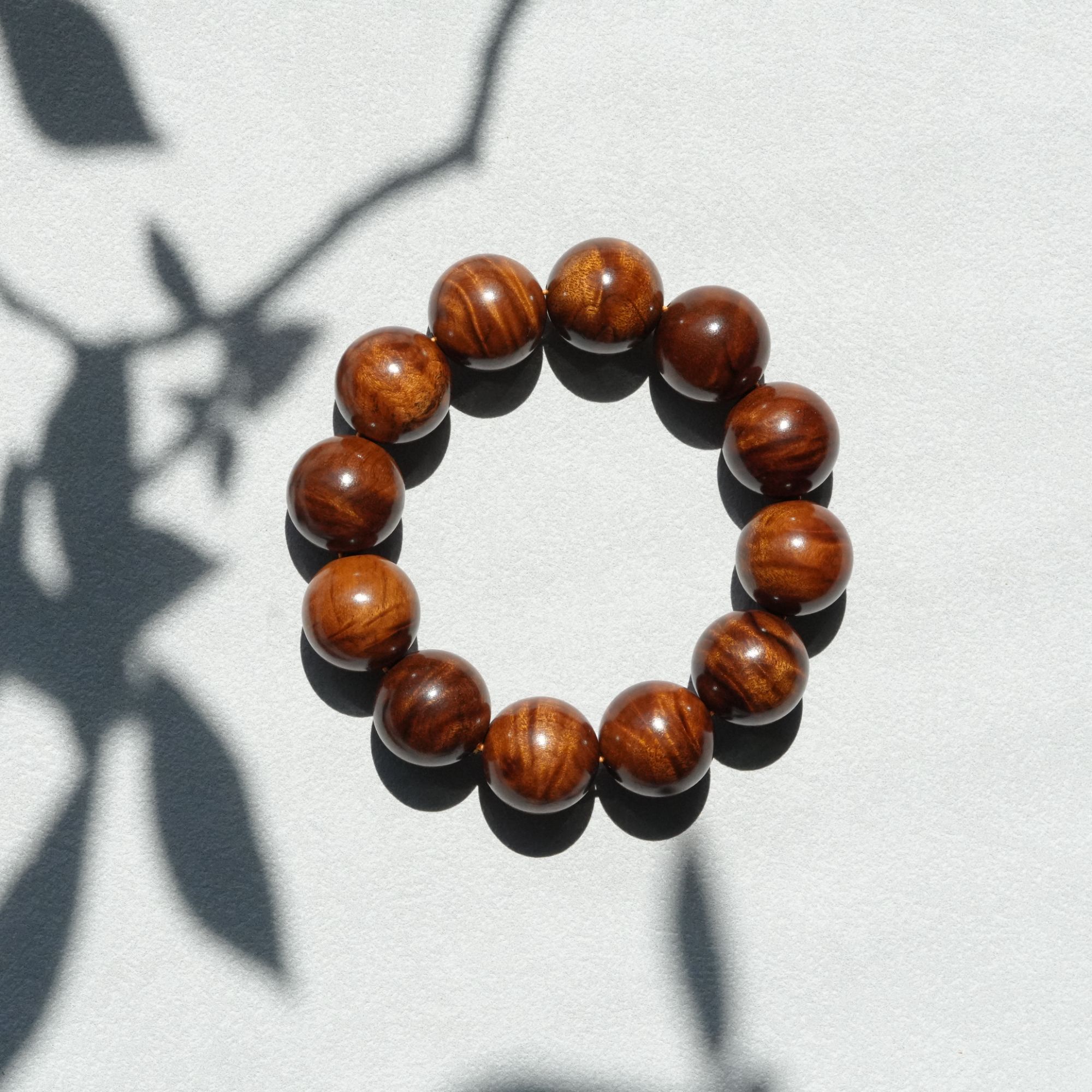 小叶帧楠金丝楠水波纹20mmx12颗男士手串/老料楠木 极物出品