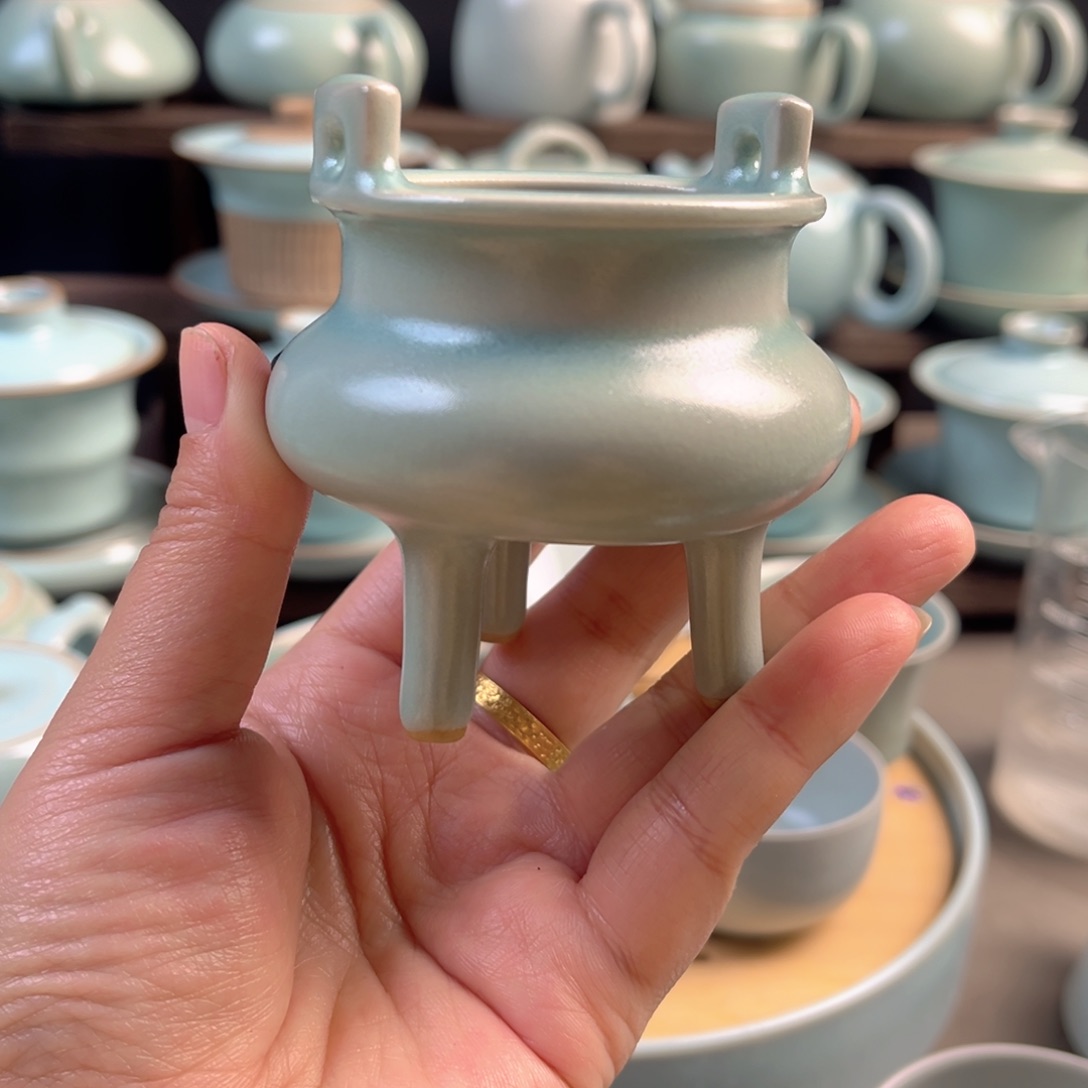 陶摆件瓷仿古釉想香炉原矿