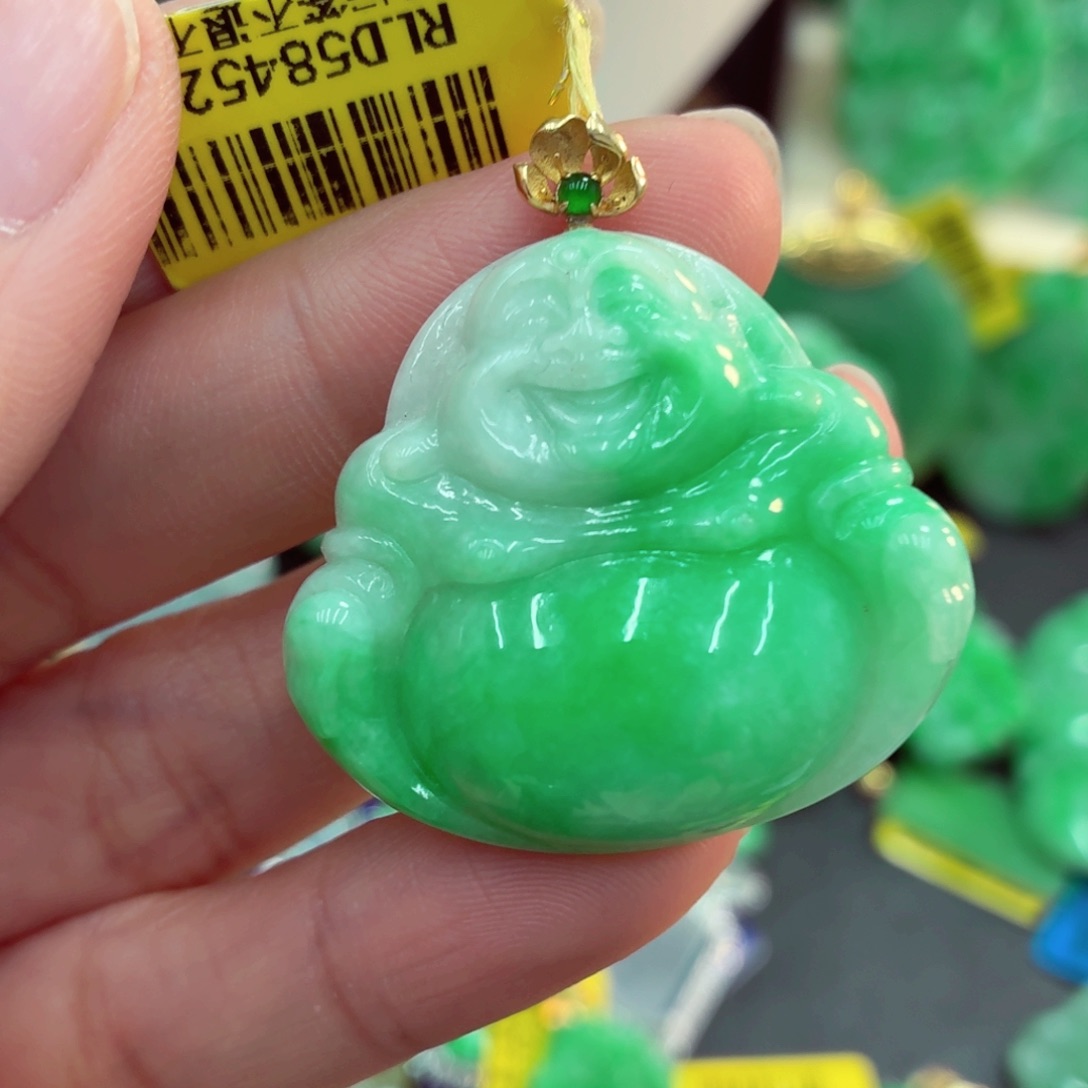 翡翠18K金镶嵌吊坠(不含链)