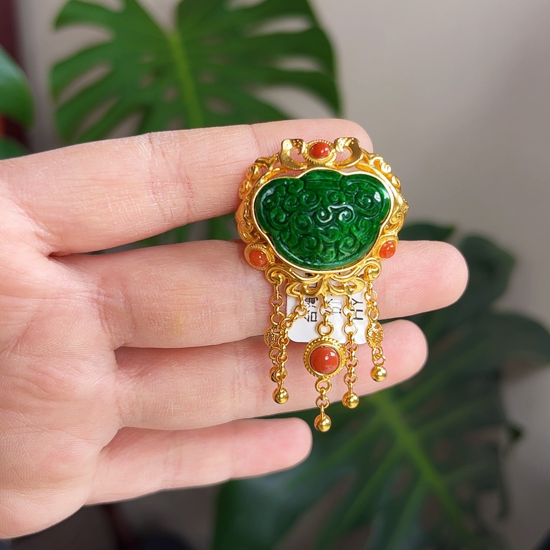 【闪购商品】翡翠戒指银S925镀金镶嵌 翡翠