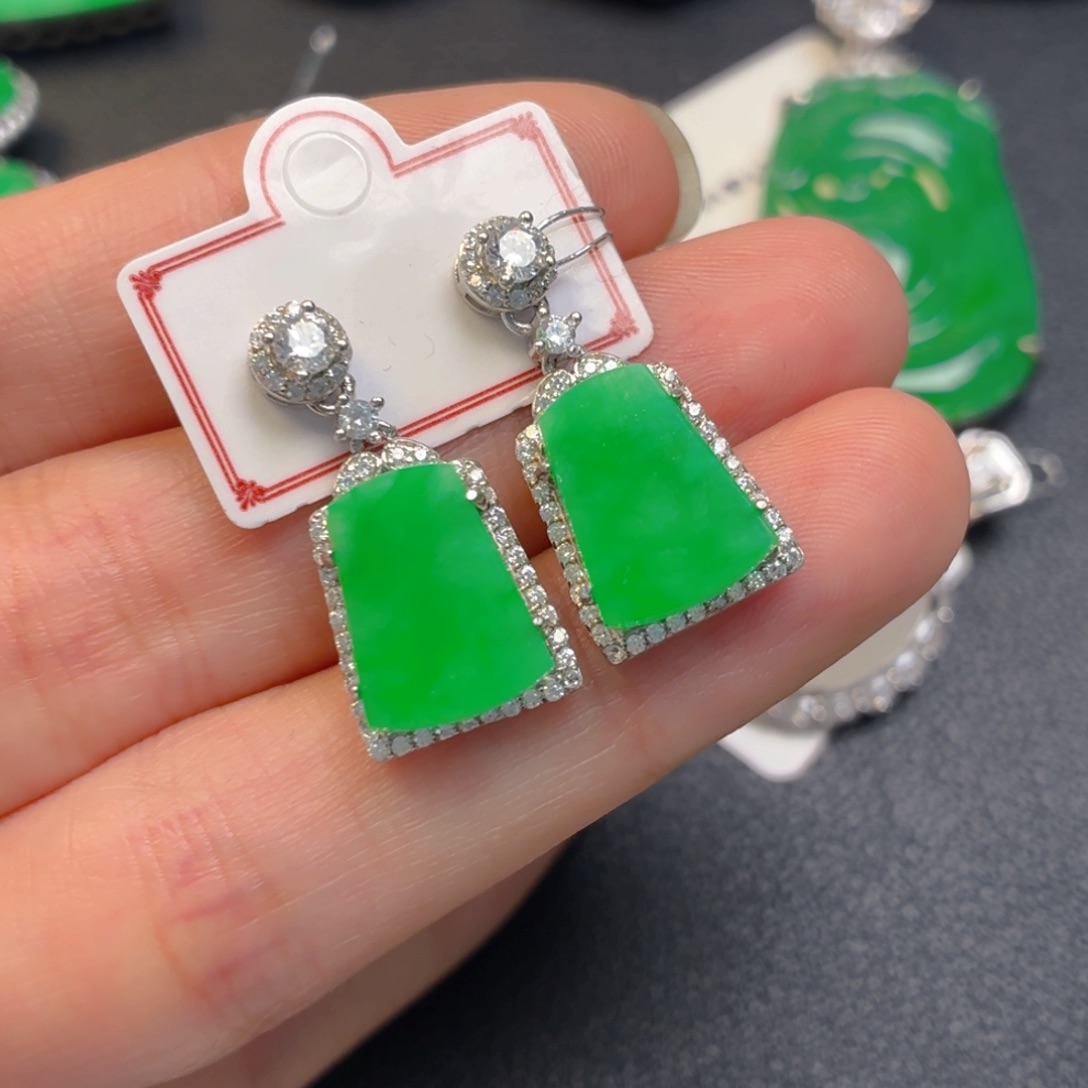 翡翠银S925镶嵌吊坠(不含链)耳坠