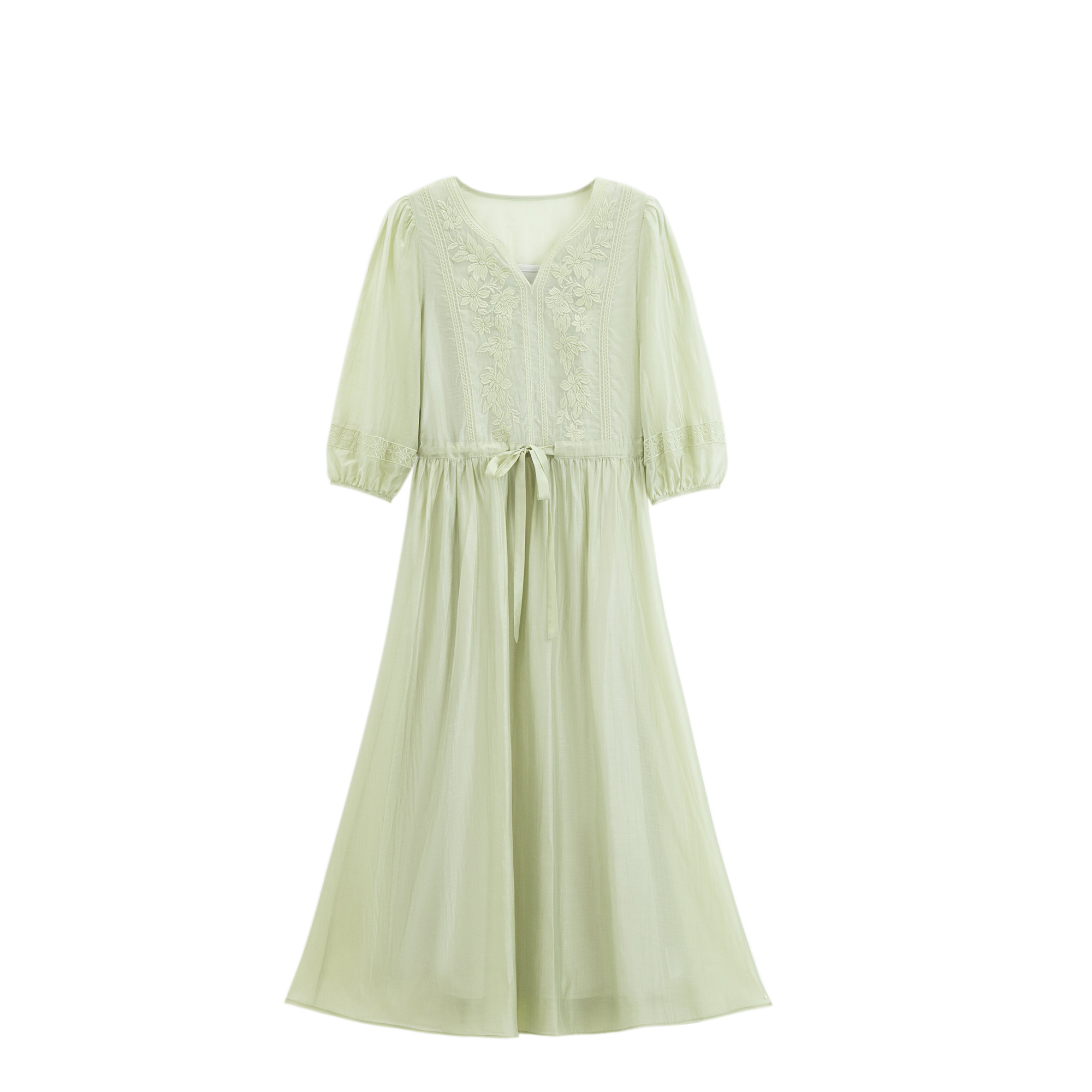 【赵大喜】月光小白裙2.0｜刺绣圆领仙女裙宫廷风白色连衣裙