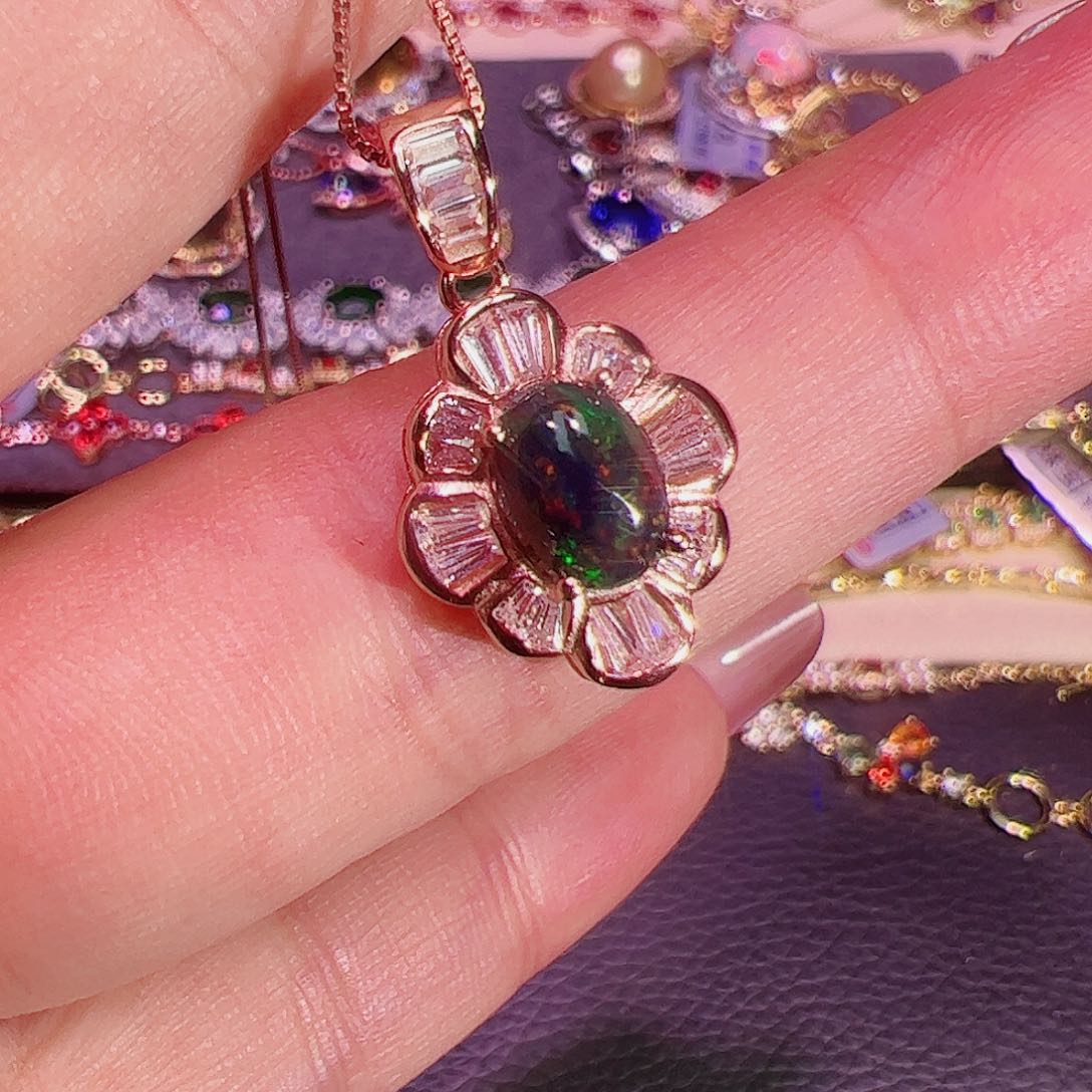 欧泊欧泊吊坠银S925镶嵌