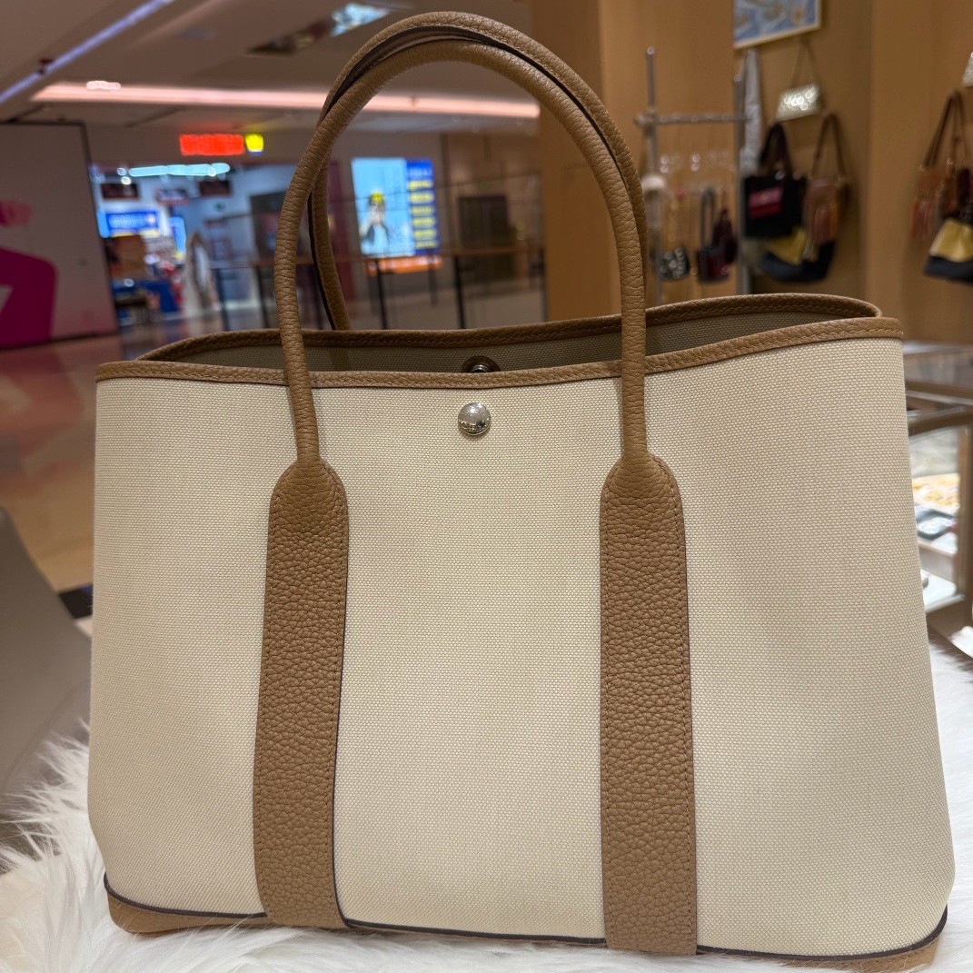 99新 Hermes/爱马仕 爱马仕 花园36 饼干色拼香草色z刻