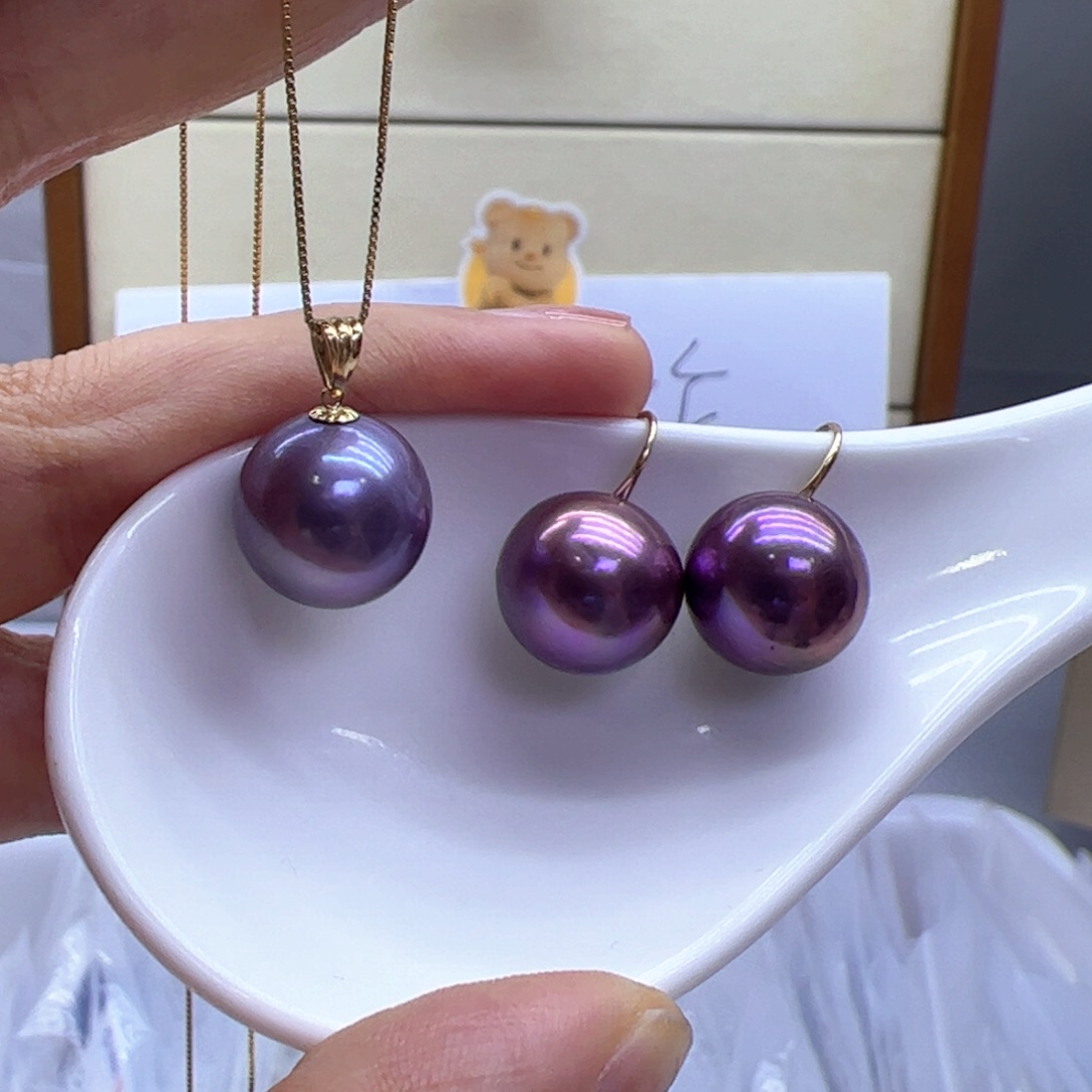 淡水珍珠吊坠(赠链)18K金镶嵌