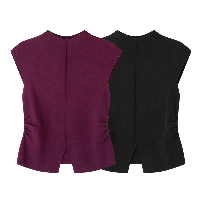 【迪家】商场同款2025新款设计款修身圆领无袖针织衫马甲上衣女3103