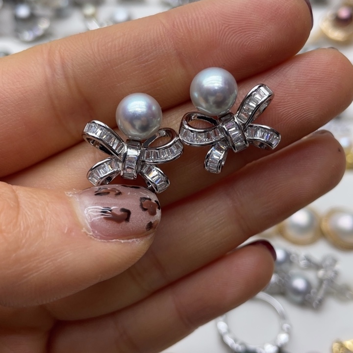 海水珍珠耳饰银S925镶嵌