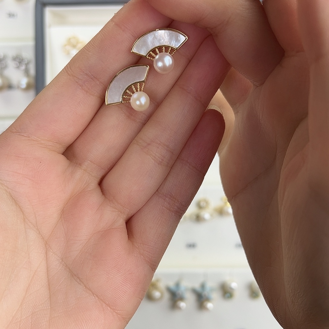 耳饰淡水珍珠银S925镶嵌