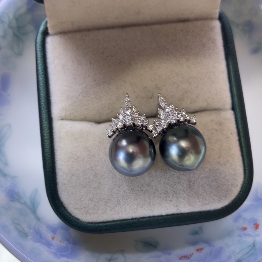 海水珍珠耳饰银S925镶嵌