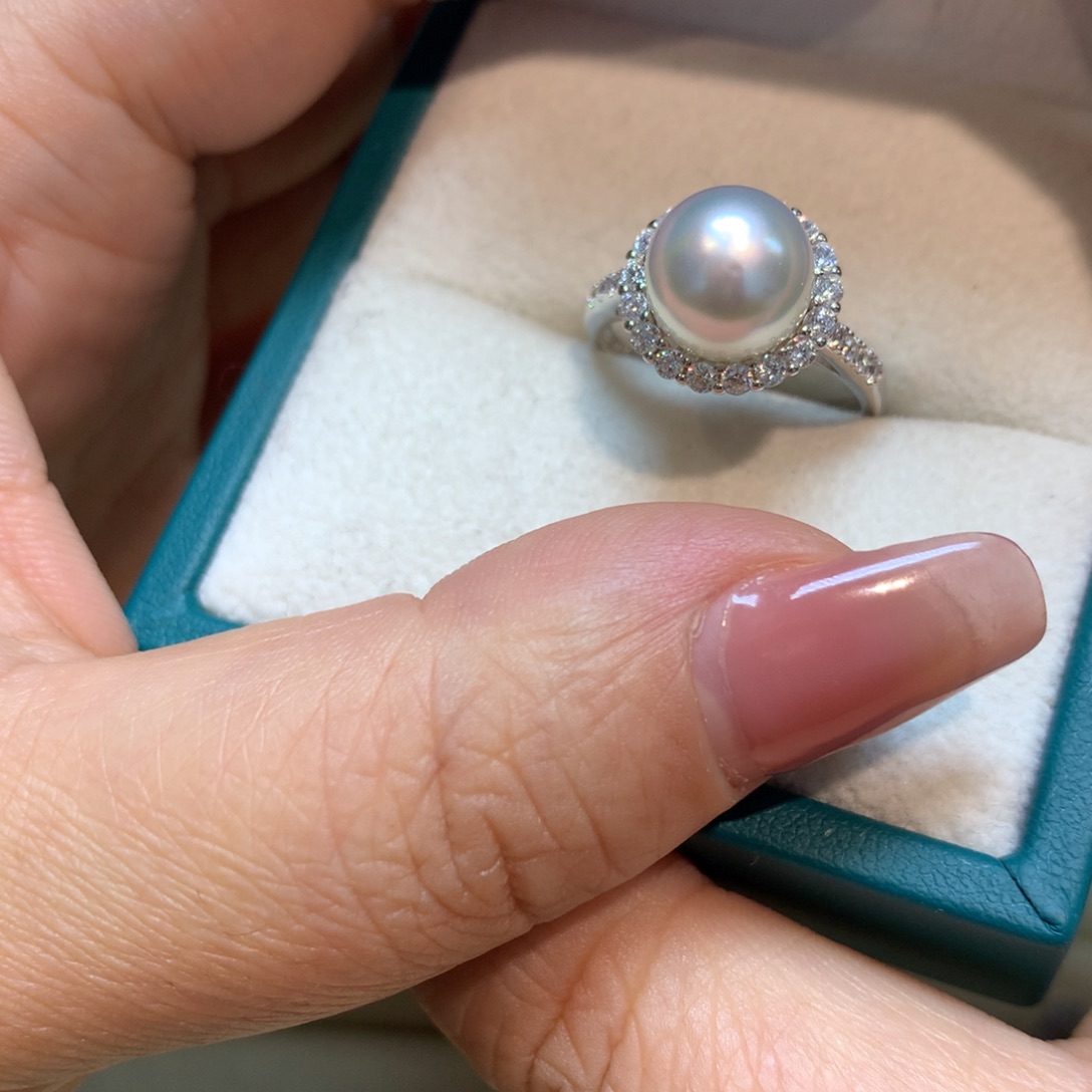 海水珍珠戒指银S925镶嵌
