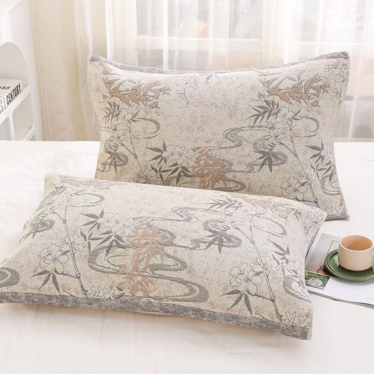 M【枕巾-祥云竹韵】52*75一对装轻奢罗布麻枕巾亲肤柔软透气可机洗