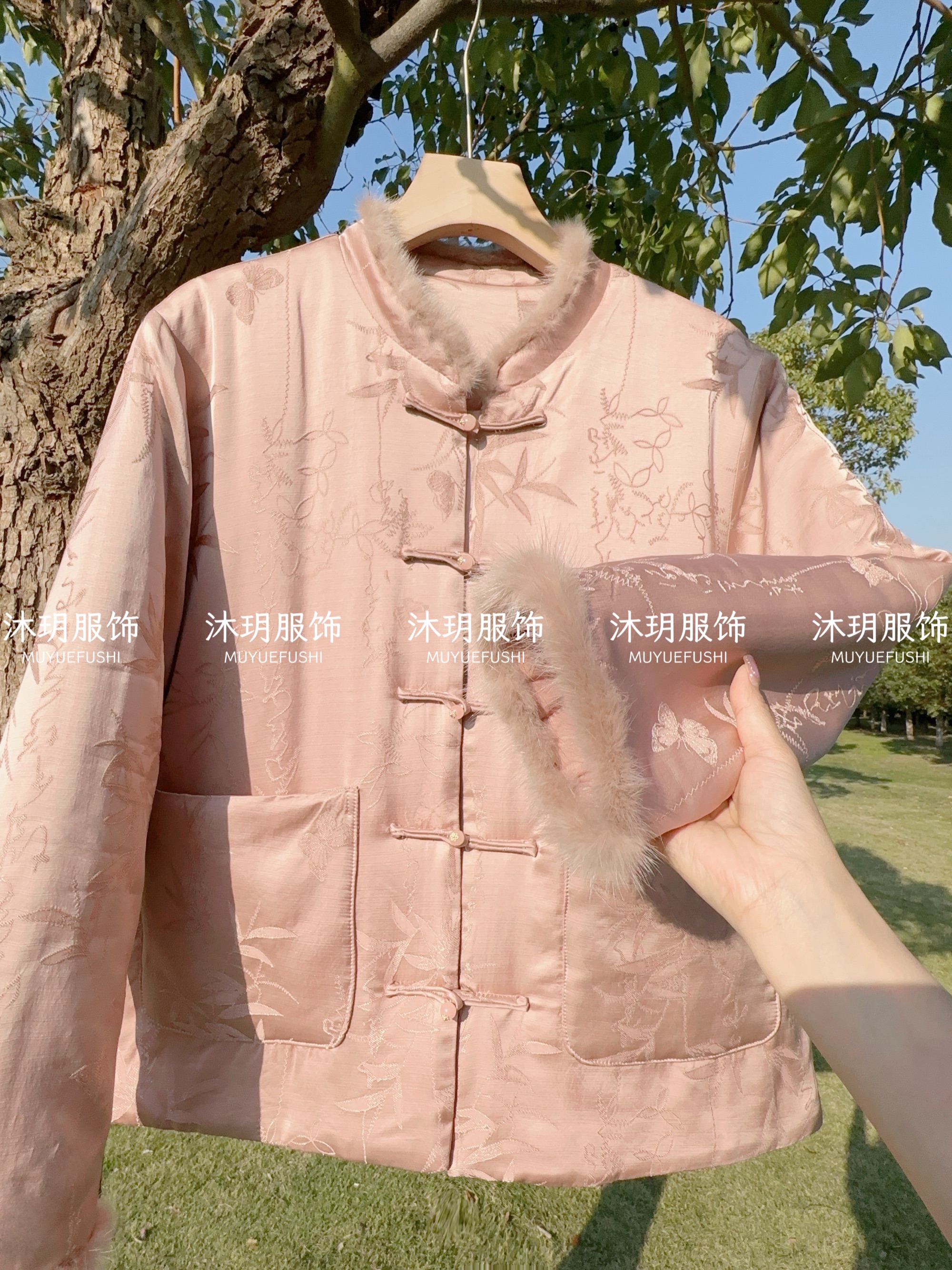 【粉黛】水貂毛加厚棉服外套女时尚冬季保暖