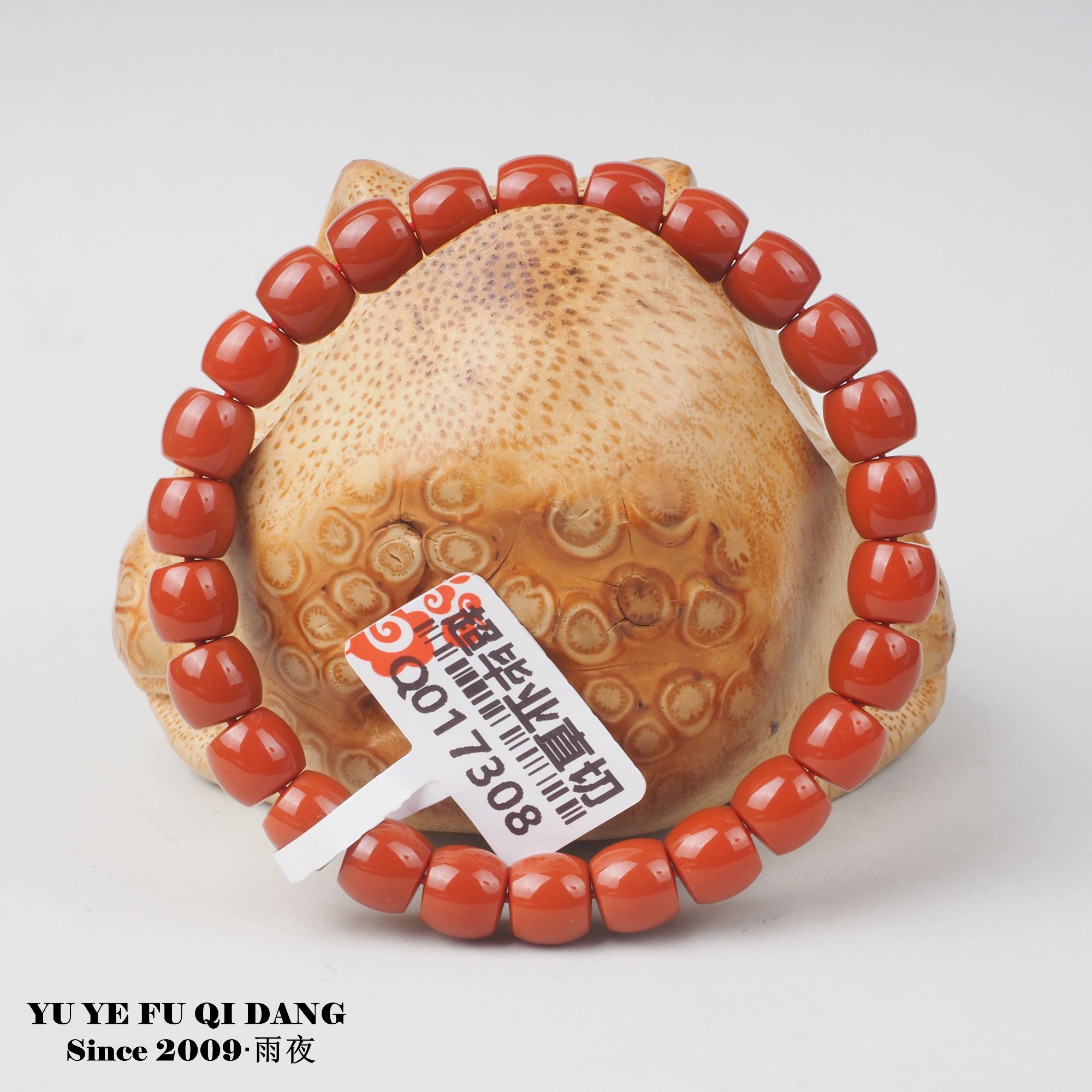 超毕业！无纹级掐尖7.5mm精工直切归圆桶珠南红玛瑙单圈手串