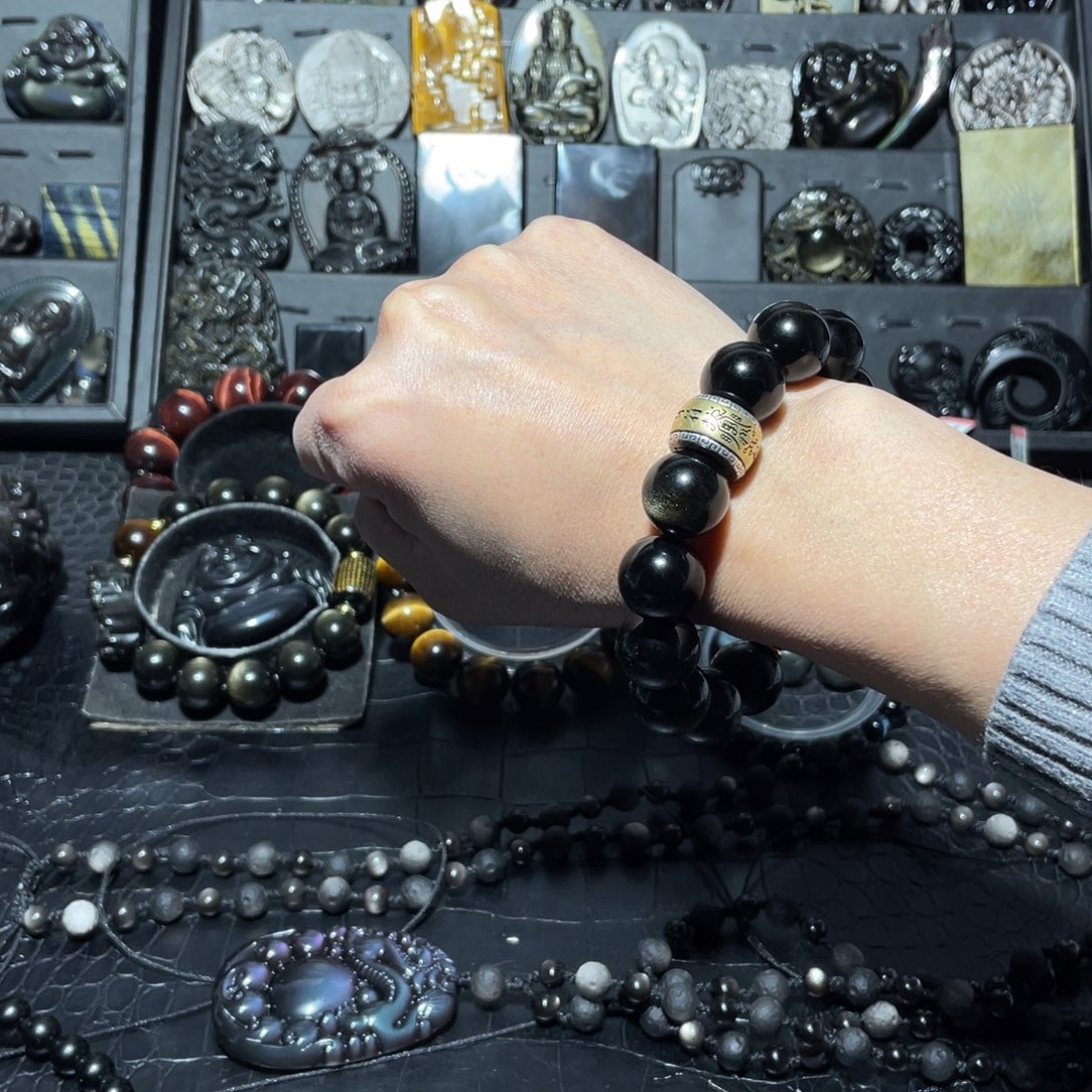 黑曜岩手链未镶嵌@***@