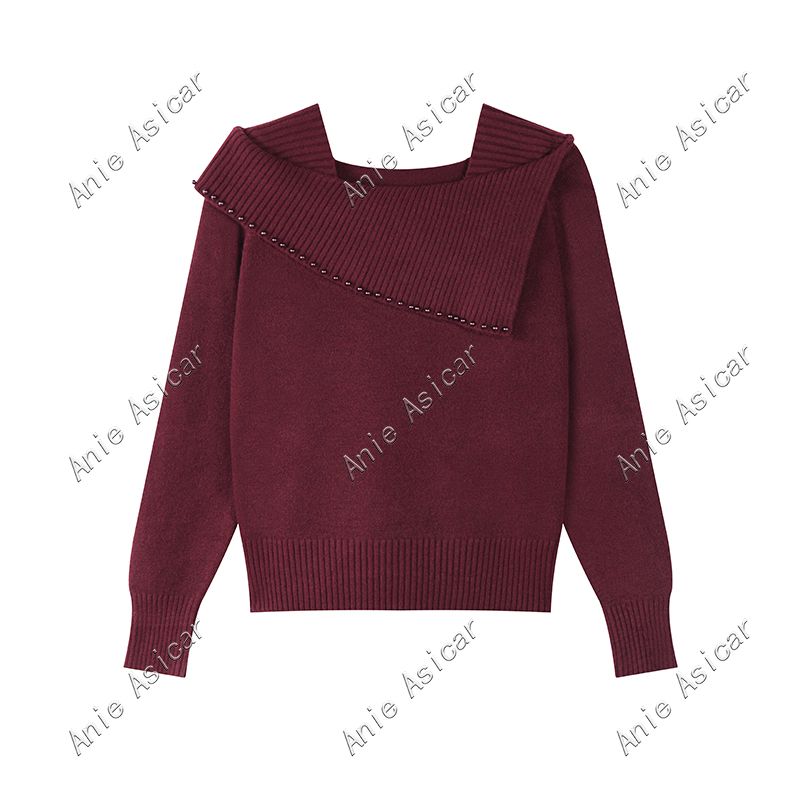 W2158 洋气长袖针织衫女2025年秋季新款显瘦百搭气质减龄上衣