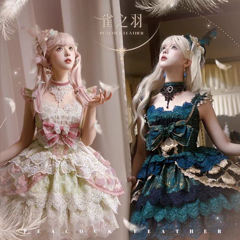 【尾款】雀之羽手袖小物猫芮可原创设计Lolita华丽重工甜美连衣裙