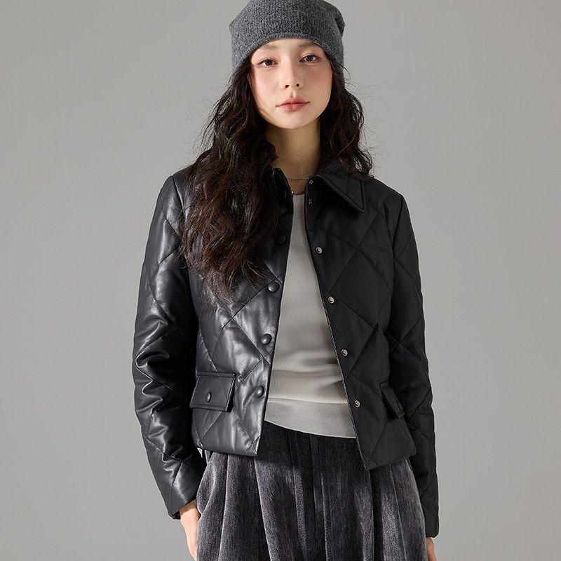 绵羊皮真皮羽绒服女2024冬季新款加绒皮衣外套女夹克鹅绒服