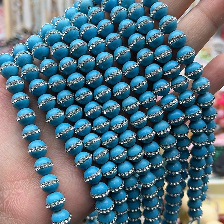 玛瑙/玉髓珠宝半成品未镶嵌一条8.5mm左右蓝松镶嵌珠