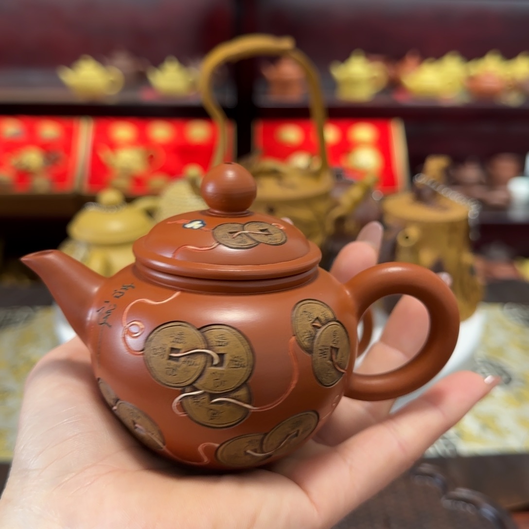 【闪购商品】紫砂茶壶铜钱壶红