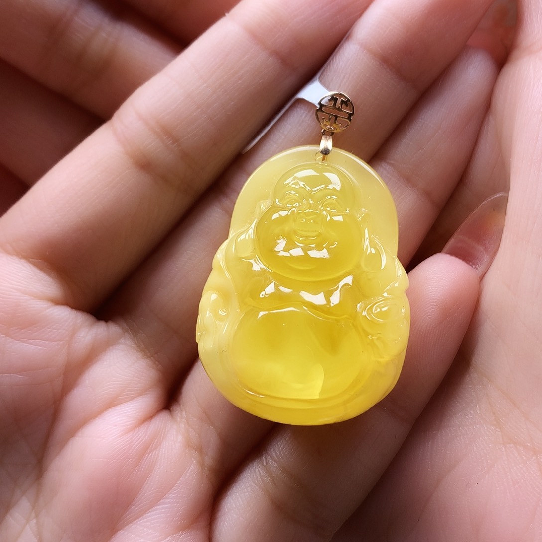 蜜蜡颈饰18K金镶嵌幸****）吊坠