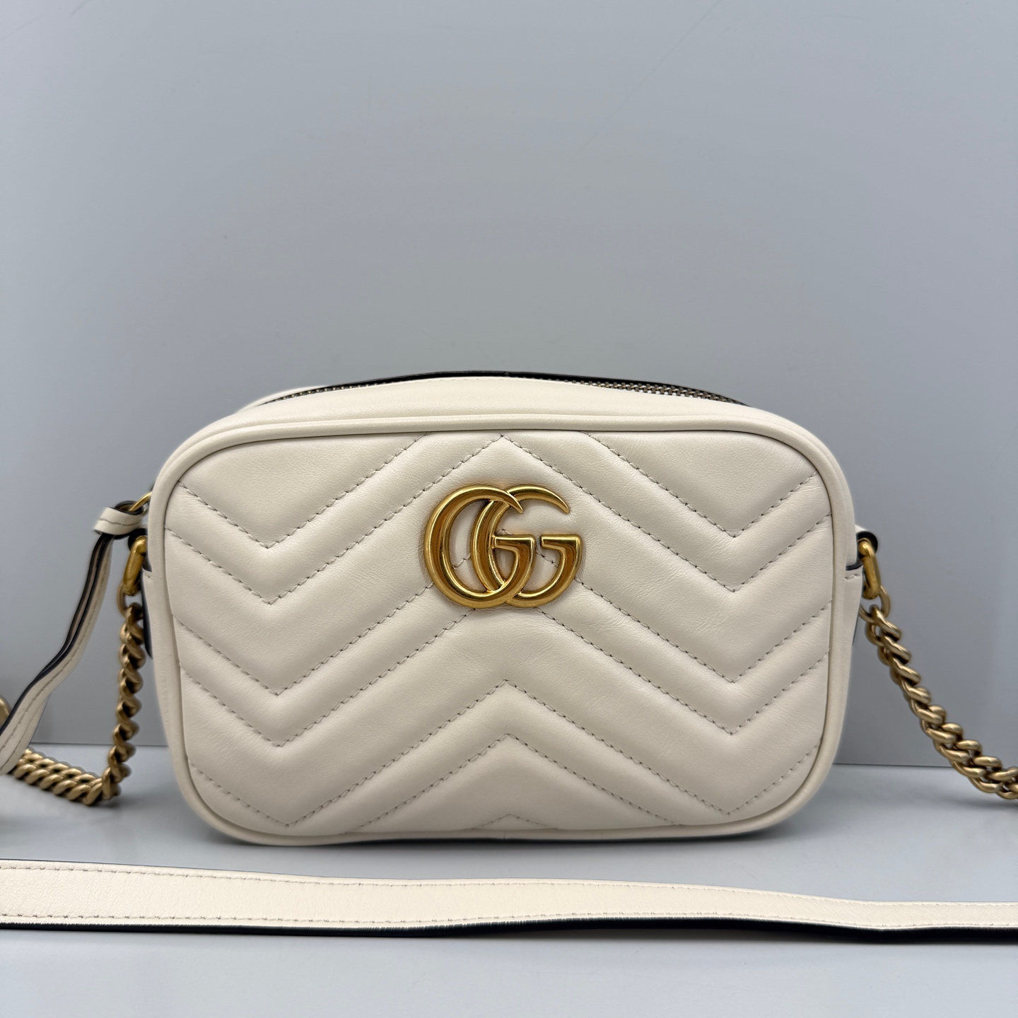 95新 GUCCI/古驰 优选/马蒙白色小号相机包 18×11×5 Z062021