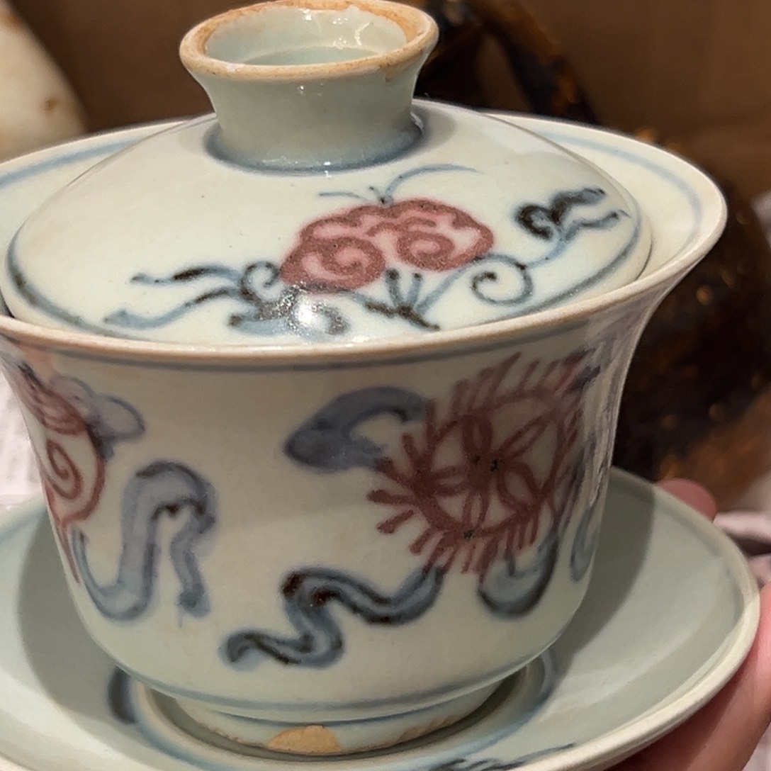 杯子青花釉里红杯子