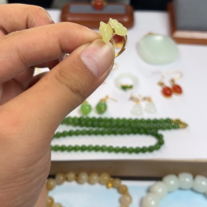 和田玉银S925镶嵌戒指