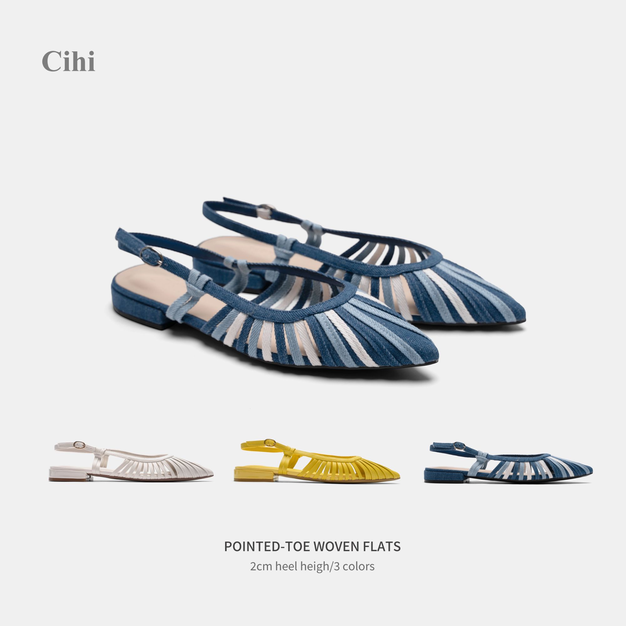 Cihi’Summer weaving‘ 法式复古 镂空编织罗马后空羊皮单鞋