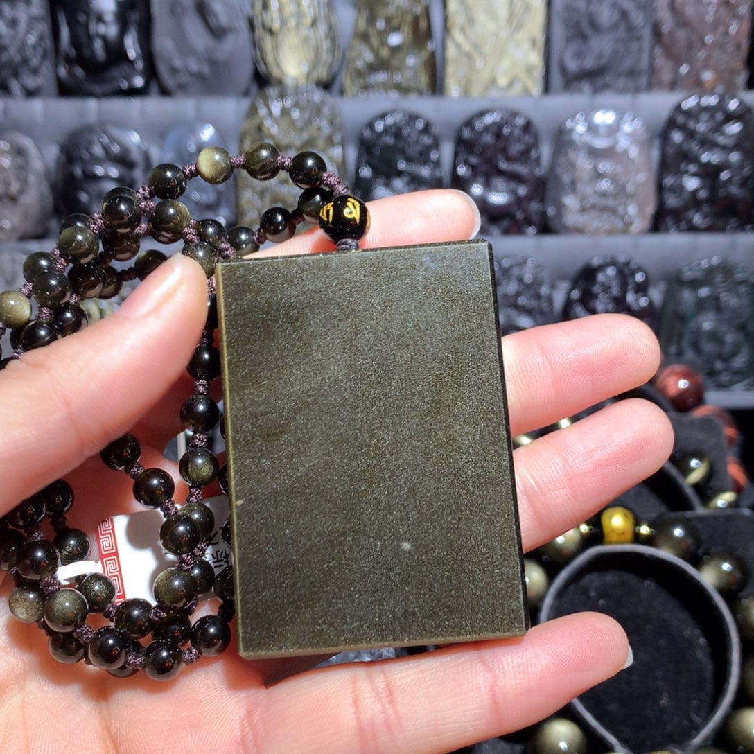 浩***5黑曜岩未镶嵌颈饰定制款，刻舍得，不退不换