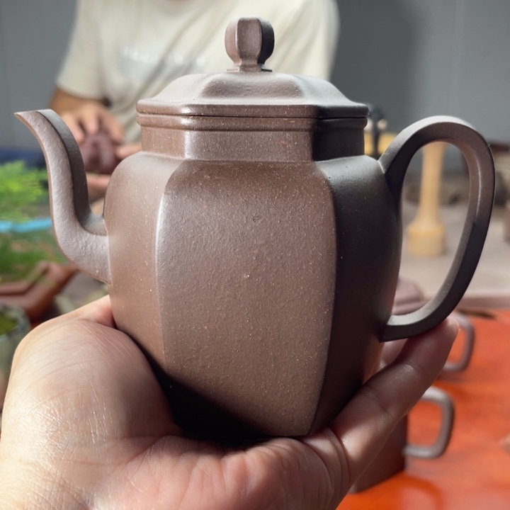 茶壶紫砂六方高宫灯，紫泥