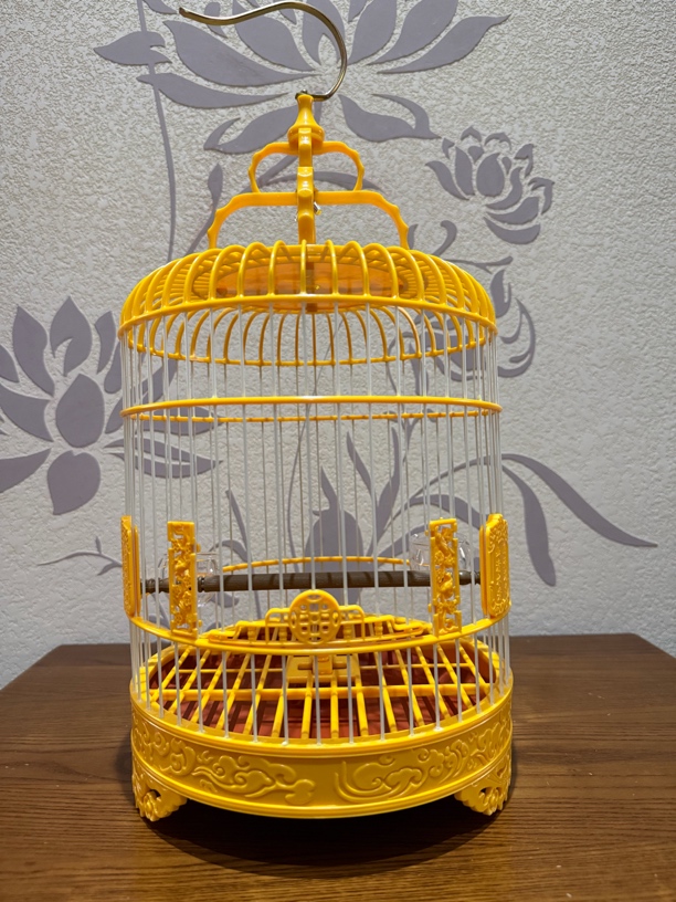 新款ABS塑钢圆笼玉鸟笼芙蓉相思黄雀马料金青虎皮鹦鹉鸟笼洗澡笼