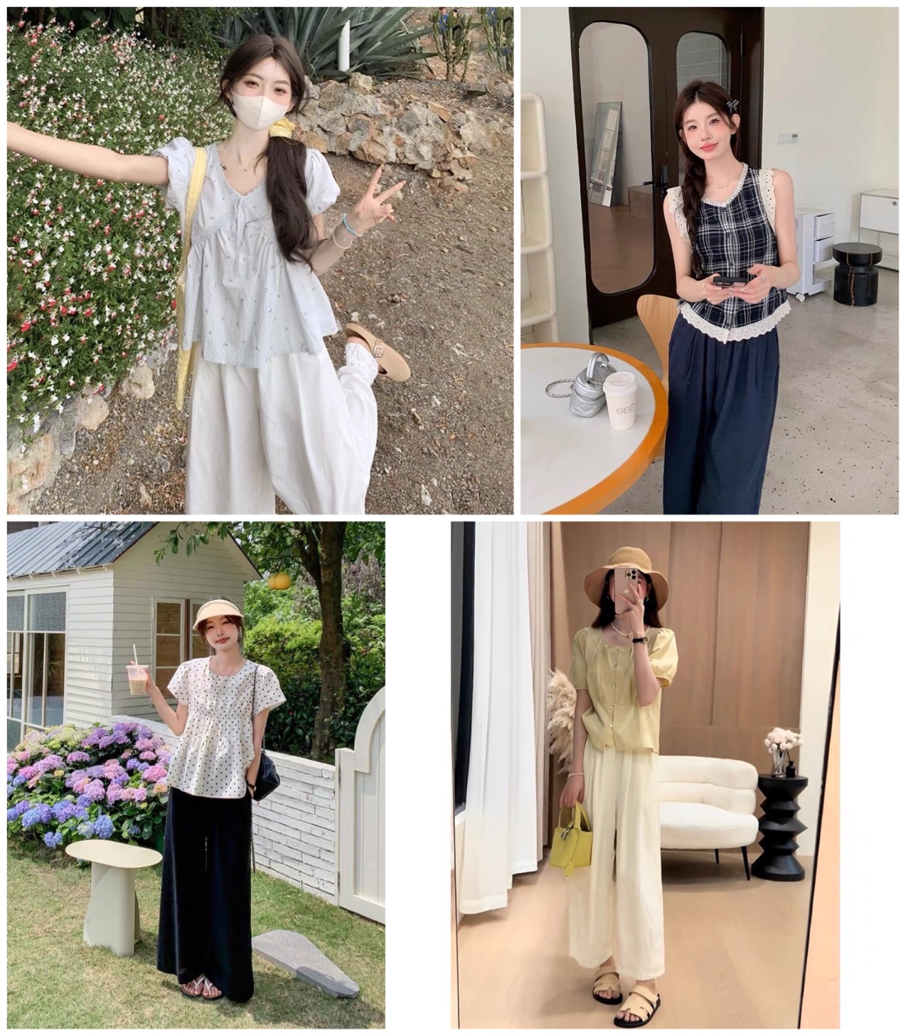 101上衣加阔腿裤两件套新款时尚显瘦设计衬衫洋气碎花夏季韩版TT