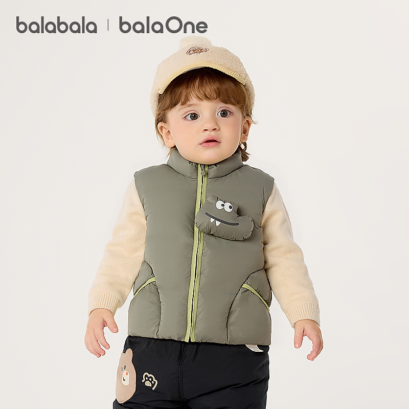【balaOne】巴拉巴拉儿童羽绒马甲女童男童外套上衣新童装2025秋冬