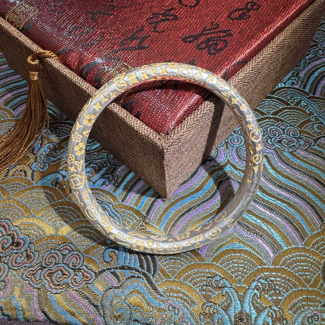 【K】足银手镯 吉言平安喜乐古法手镯 SZ0067