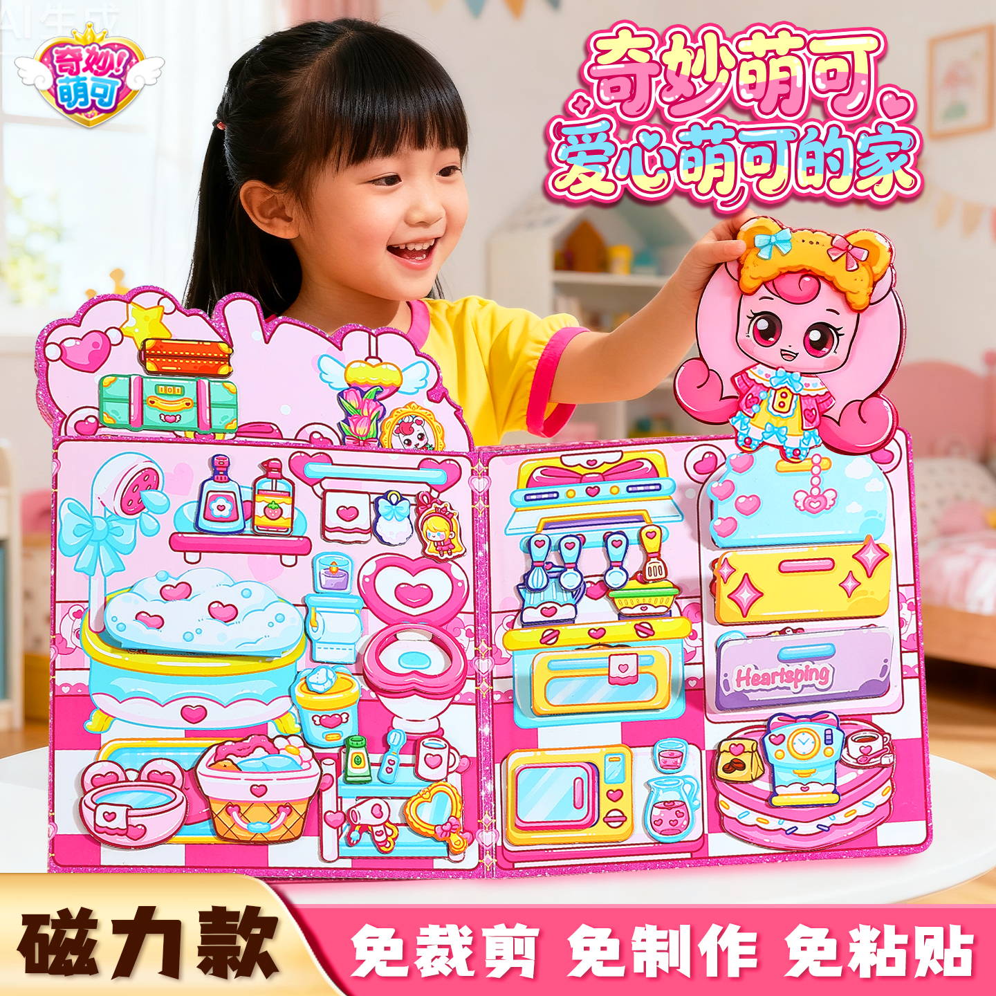 正版奇妙萌可磁吸磁力爱心萌可的家乐美公主换装安静书新款女玩具