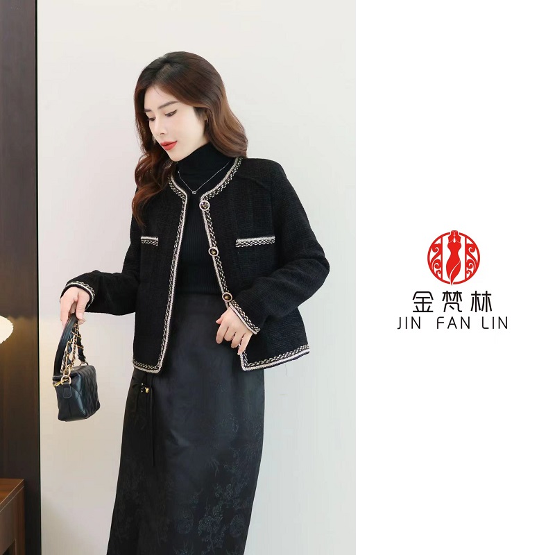 【西瑶羊毛小香风外套】秋季新款长袖气质时尚女人圆领百搭款