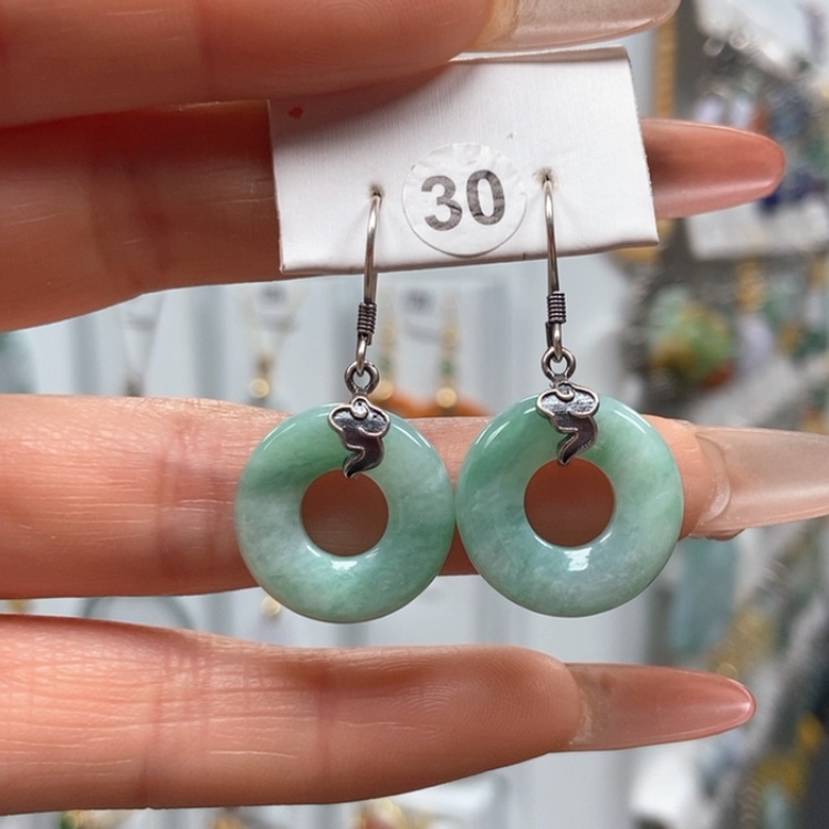 【闪购商品】翡翠耳饰银S925镶嵌耳饰